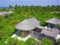 Letecký pohľad na Ocean beach villas v Six Senses Laamu