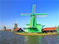 , autobusový poznávací zájazd, Kvetinové Holandsko a Belgicko, Zaanse Schans, zelený veterný mlyn